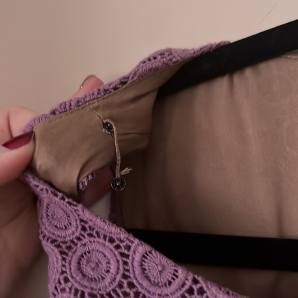 Anthro | Maeve Dusty Lilac “Gathered Lace” Eyelet Dress Size 2 Euro Summer - Picture 6 of 10